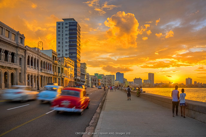 Cuba, Havana, The Malecon, Classic 1950's American Cars